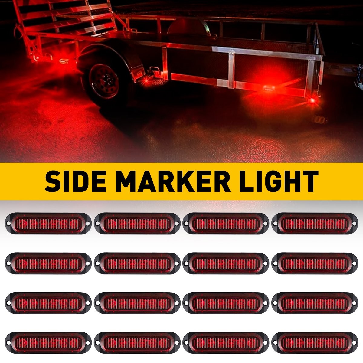 16PCS 6-LED Clearance Light Red Brake Signal Light Side Marker Indicator NEW USA