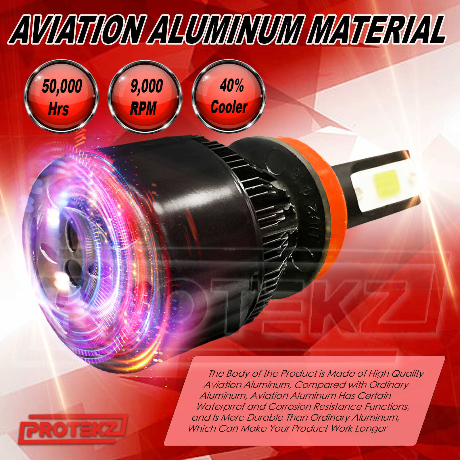 Protekz H13 9008 LED Headlight Bulbs CREE Hi/Lo 5Years Warranty Waterproof 6000K