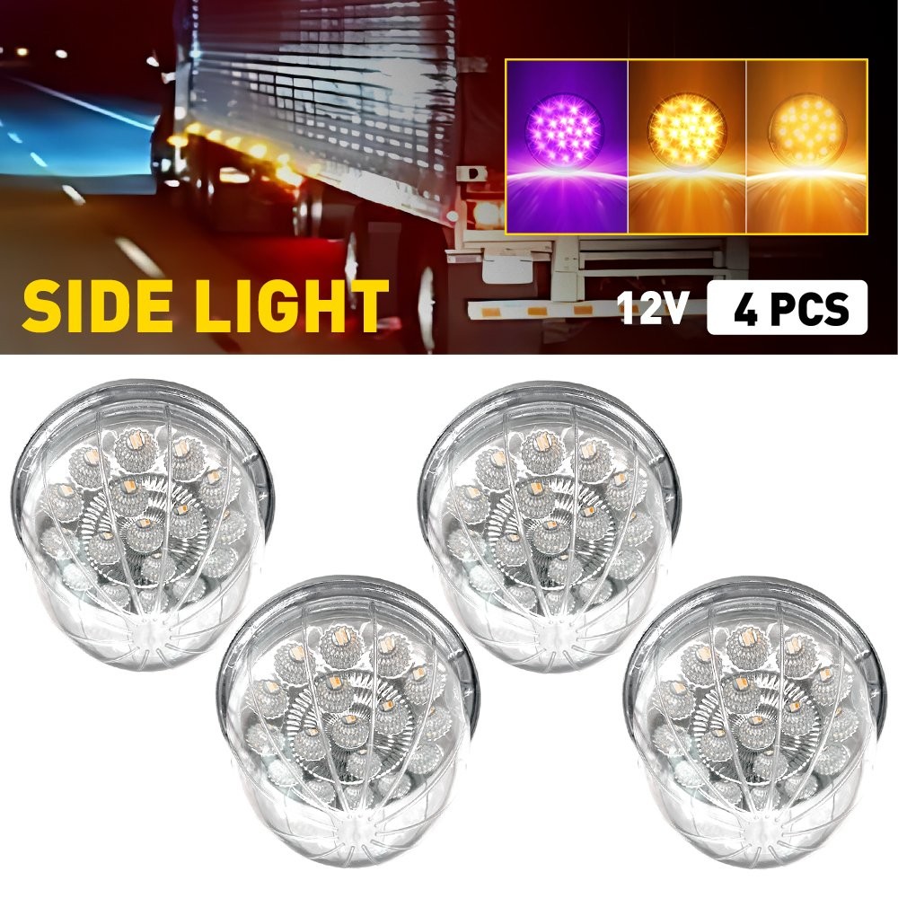 4PC Amber Purple Dual Color LED Watermelon Lights Side Marker Lights 17LEDs Part