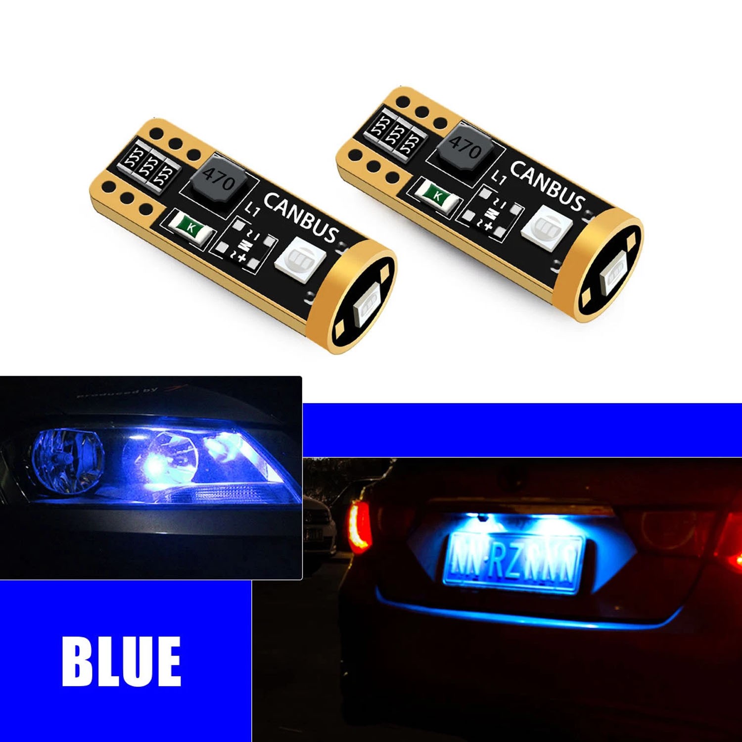 2PCS W5W T10 194 168 LED License Plate Bulbs – Color Options: White, Red, Blue
