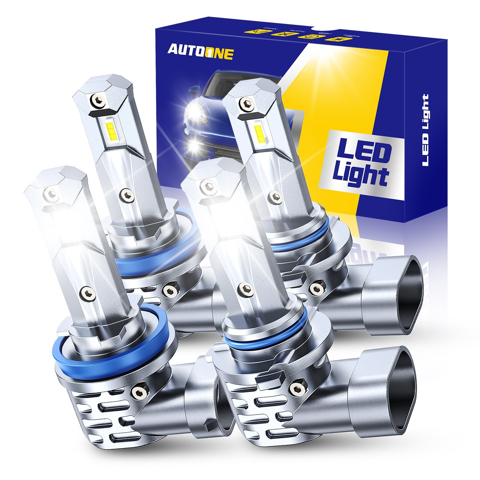 AUTOONE H11 9005 LED Headlight Bulbs 80000LM 6500K White High Low Beam Combo