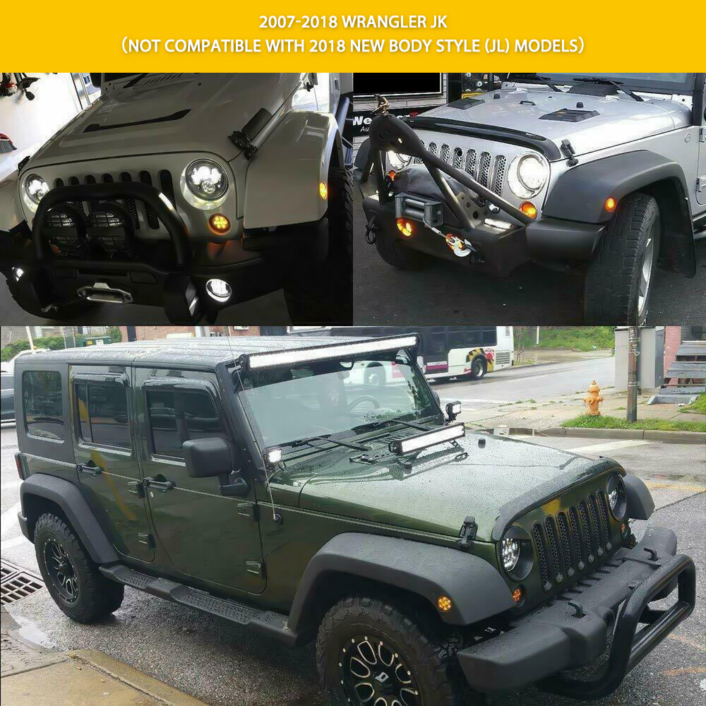 For 2007-2018 Jeep Wrangler Jk LED Side Marker Light Front Fender Flares Lamp 2x