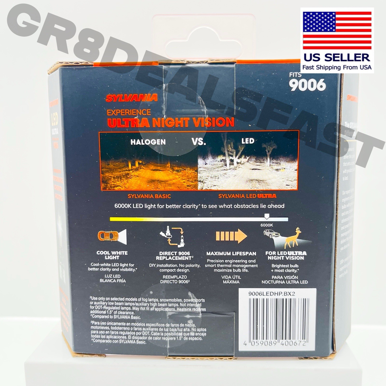 SYLVANIA 9006 LED Ultra Headlight Bulbs Brightest White Lifetime Warranty 🔥