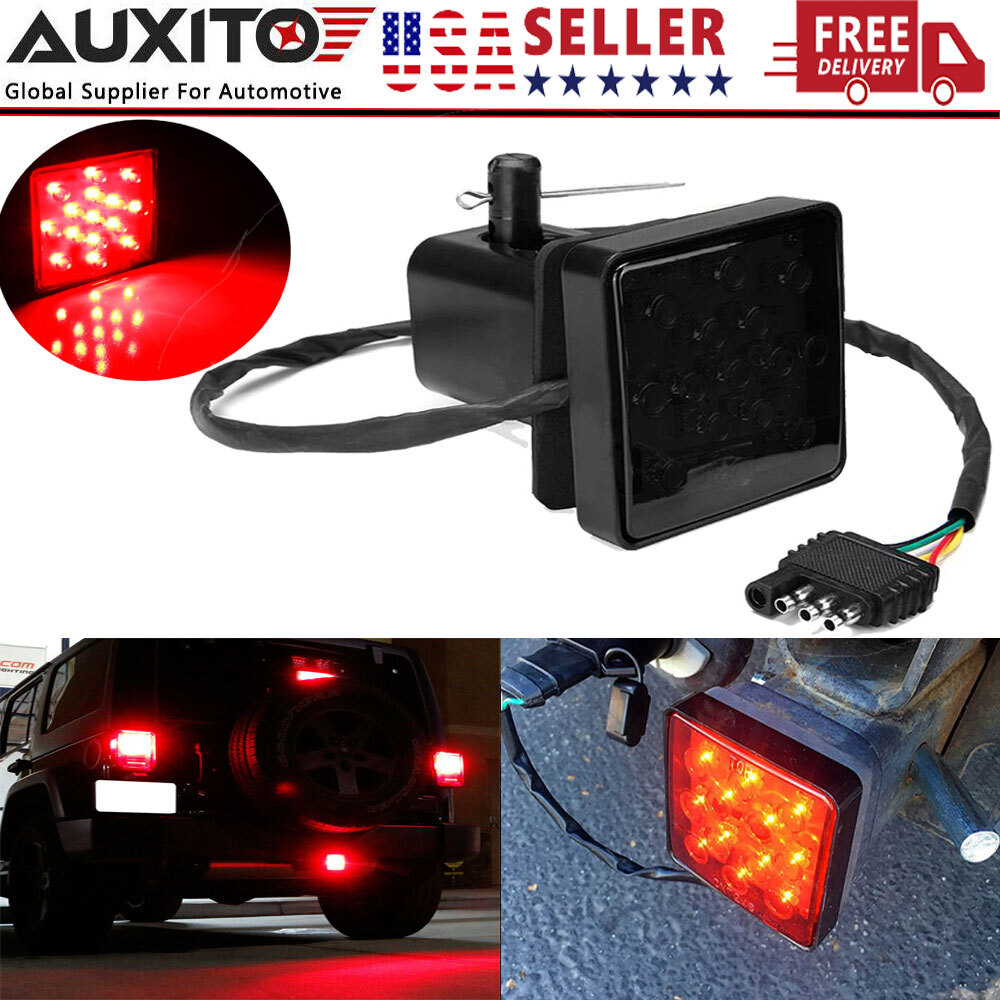 Smoked Lens 15-LED 200LM Tow Hitch Receiver Brake Light For Truck SUV 2″ Hole