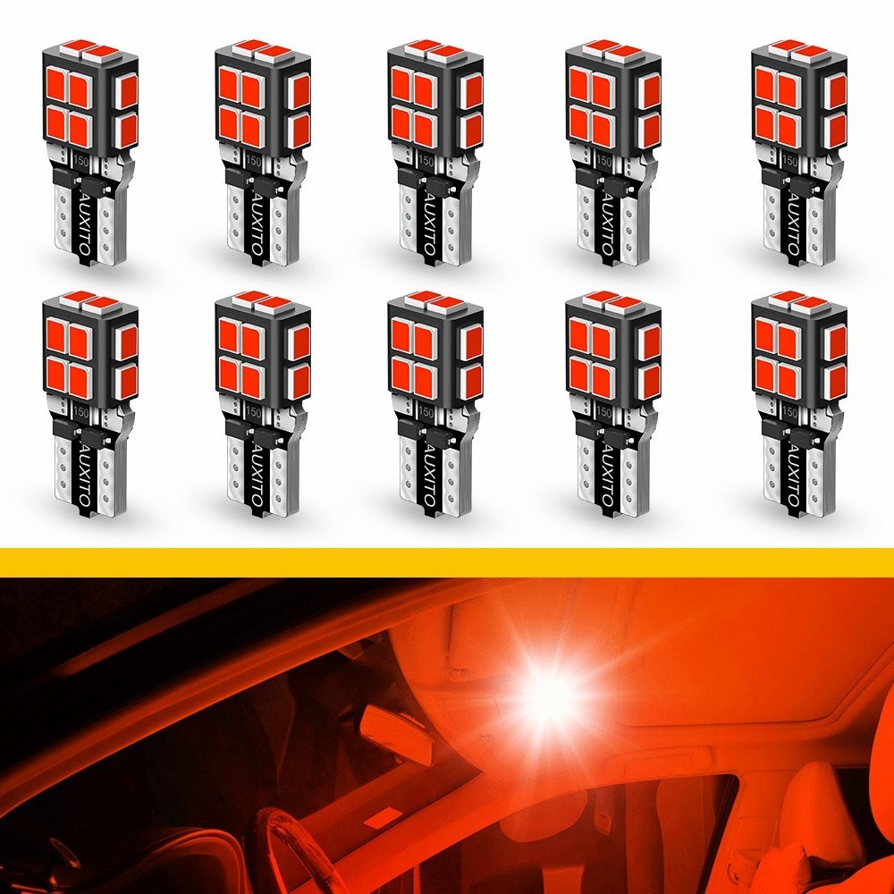 AUXITO Red LED T10 194 168 W5W License Plate Inside Parking Light Trunk Light F