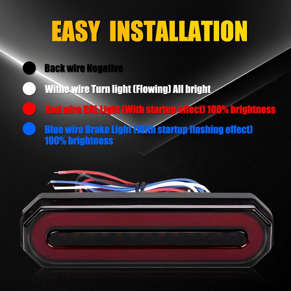 2x Red/Amber 5″ Oval LED Truck Trailer Stop Turn Tail Brake Lights Flowing DRL