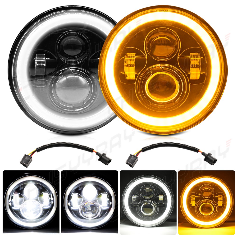 2x 7inch LED Round Headlight High Low Beam DRL for Peterbilt 379 359 Trucks