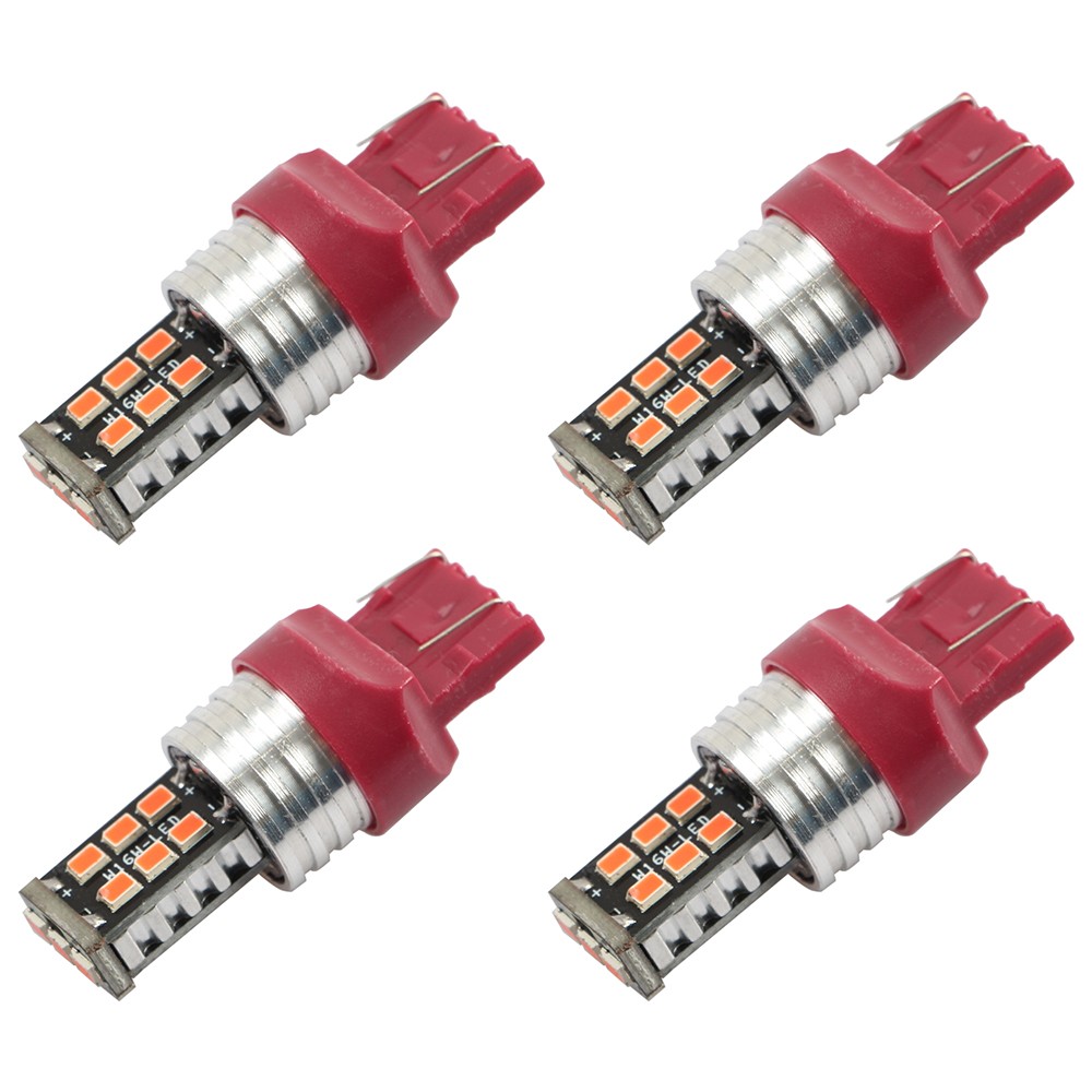 4Pcs 7443 7440 LED Red Strobe Flash Blinking Brake Stop Tail Parking Light Bulbs