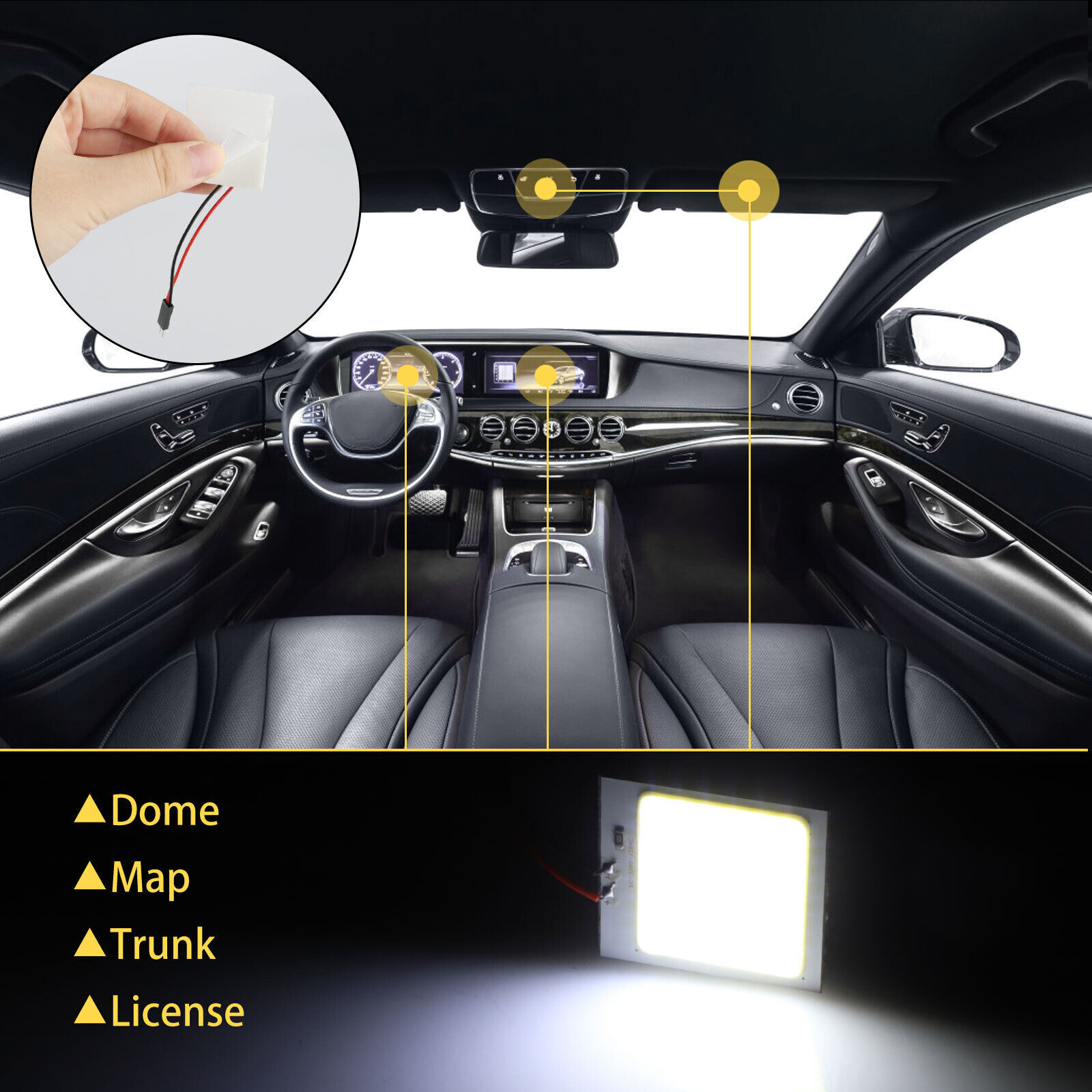 48SMD COB White Panel LED T10 Car Interior Panel Light 12V Dome Lamp Bulbs LOT