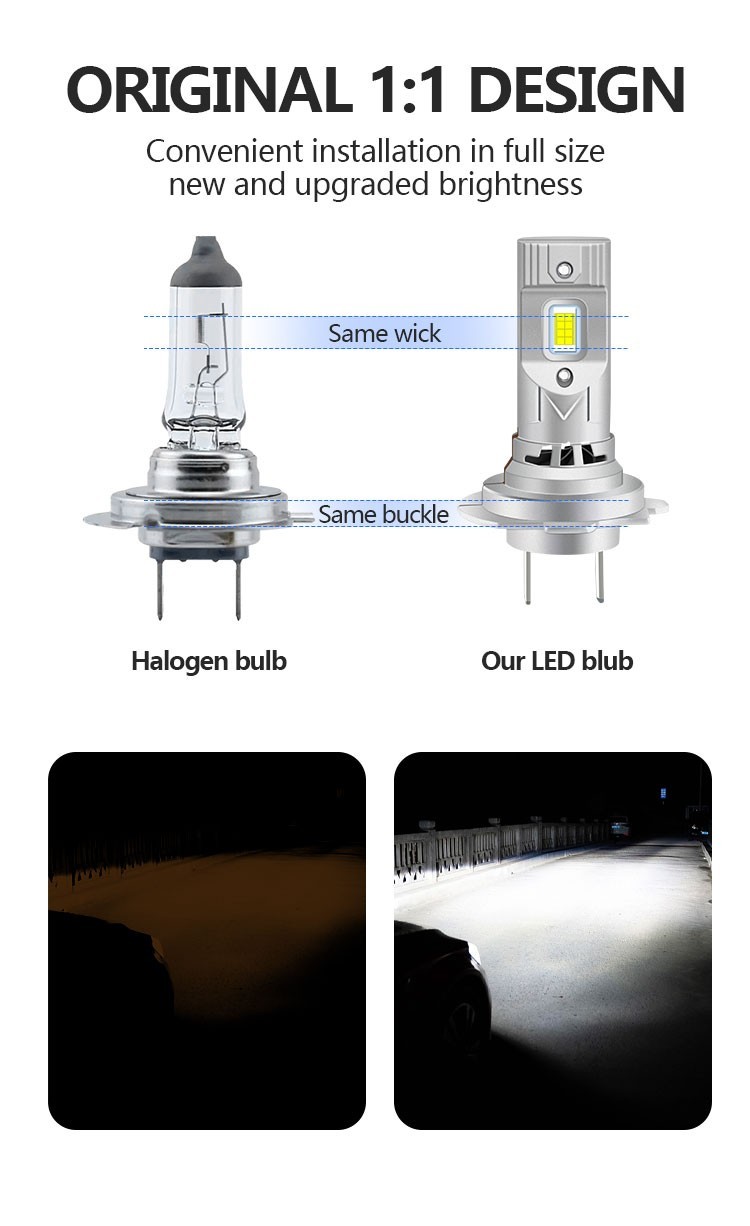 12V 62W Car Headlights Car Lighting 16000 Lumens 360 Degree Beam Angle