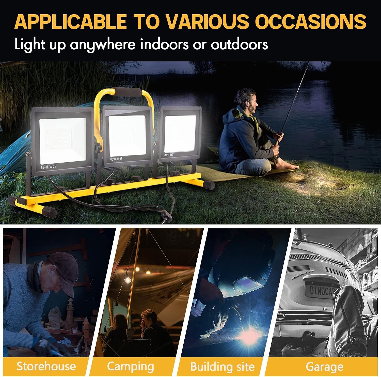 Durable 22000 Lumen LED Work Light with 360° Rotatable Heads & Adjustable Stand