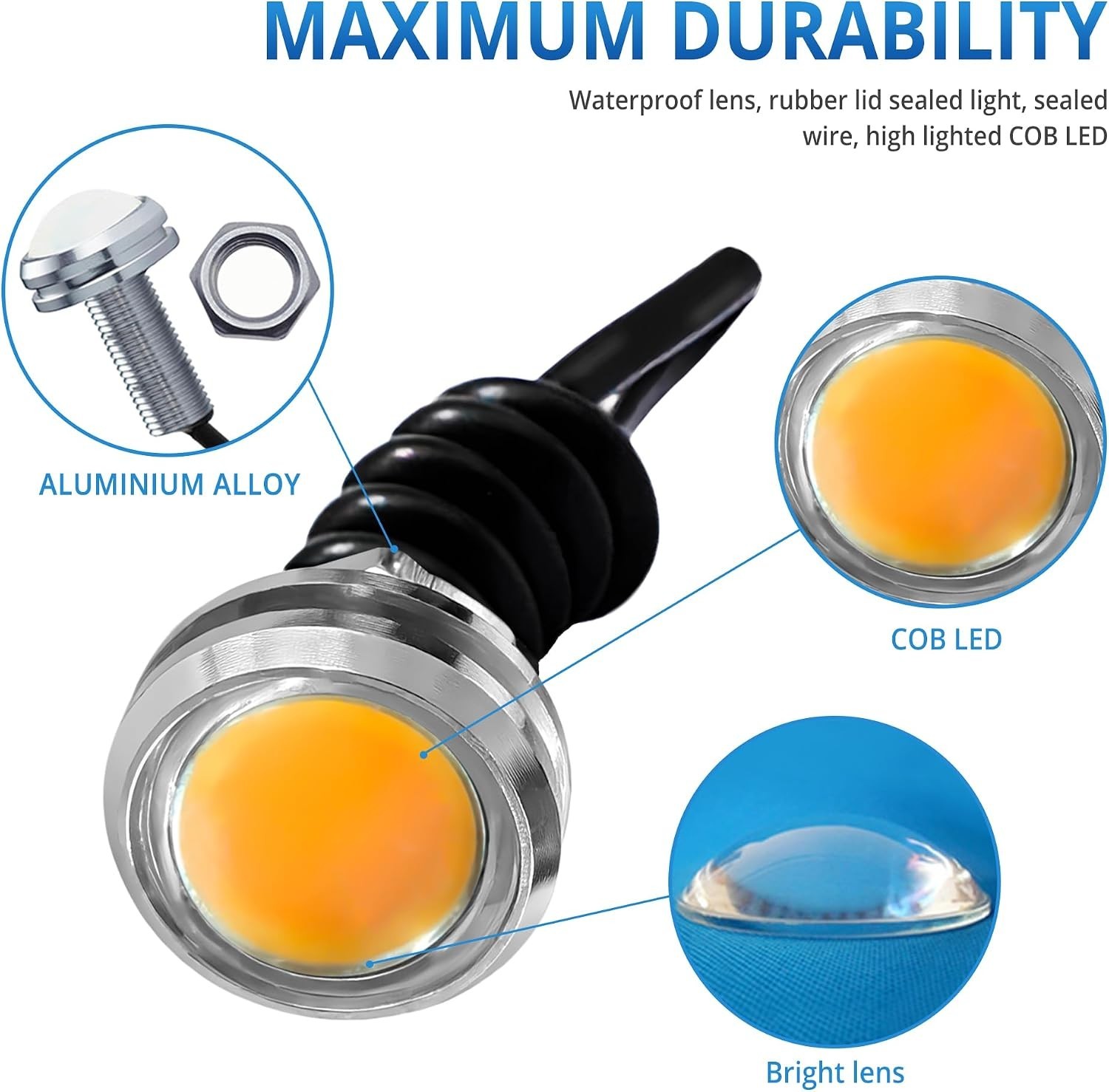 4Pcs 23mm COB DC 12V Eagle Eye LED Car Fog DRL Daytime Running Light Car ATV …