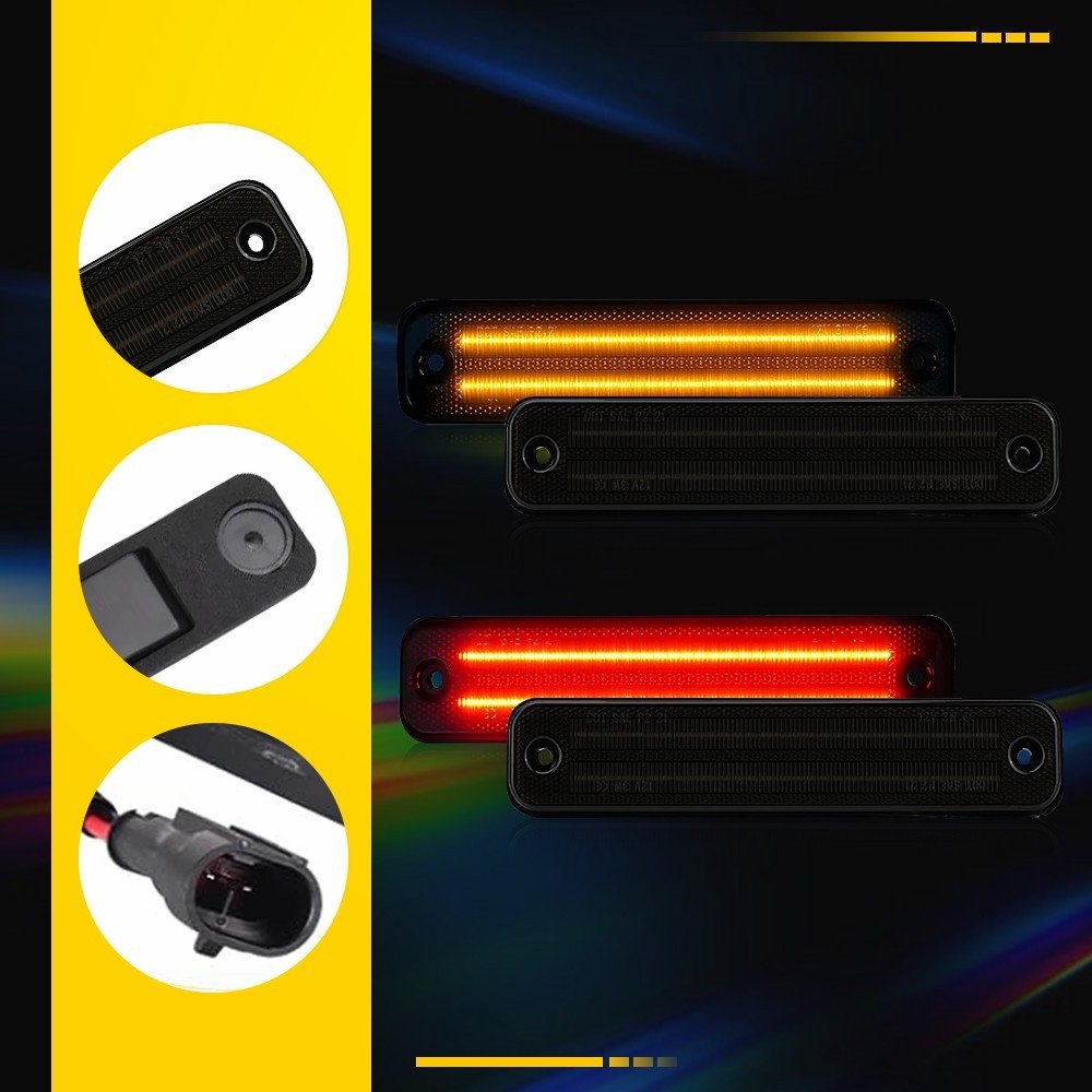 Beads 2-Row F&R Amber Red Marker Side Lights LED 2003-2009 For 4XS Hummer H2