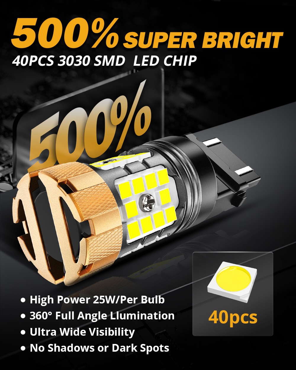 AUXBEAM 3156 3157 3057 LED Reverse Backup Light Bulbs 6500K Super Bright White