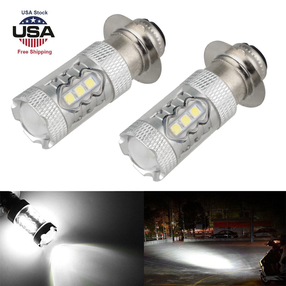 2x H6 LED Headlight Bulbs 6000K White For Yamaha YFZ450R Rhino 700 Raptor YFM660