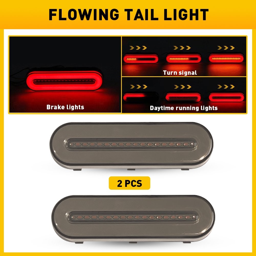 2PCS Car Truck LED DRL Flowing Light Bar Turn Signal Stop Brake Tail Strip Lamp