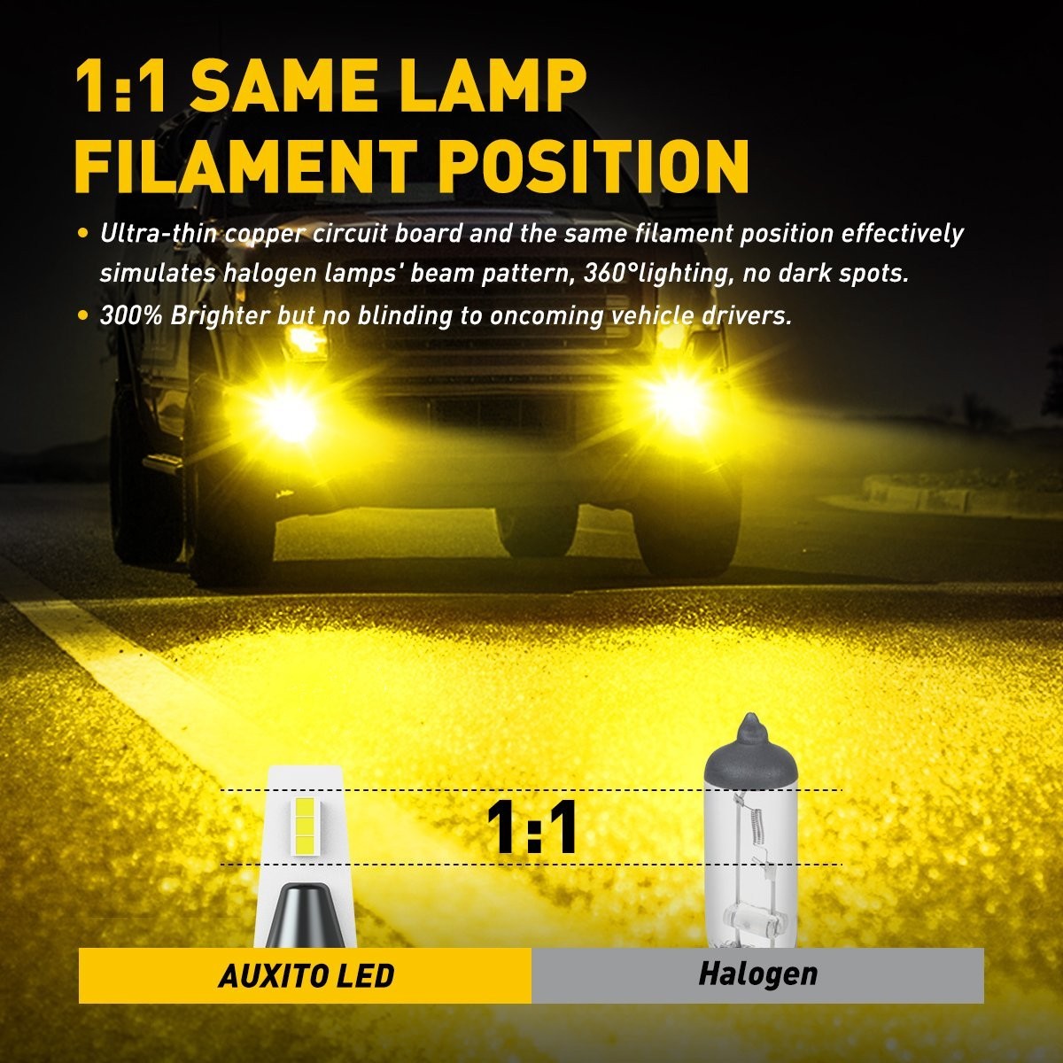 AUXITO H11 H8 H9 CSP LED Fog Light Bulbs Golden Yellow Car Driving DRL Lamp 28W