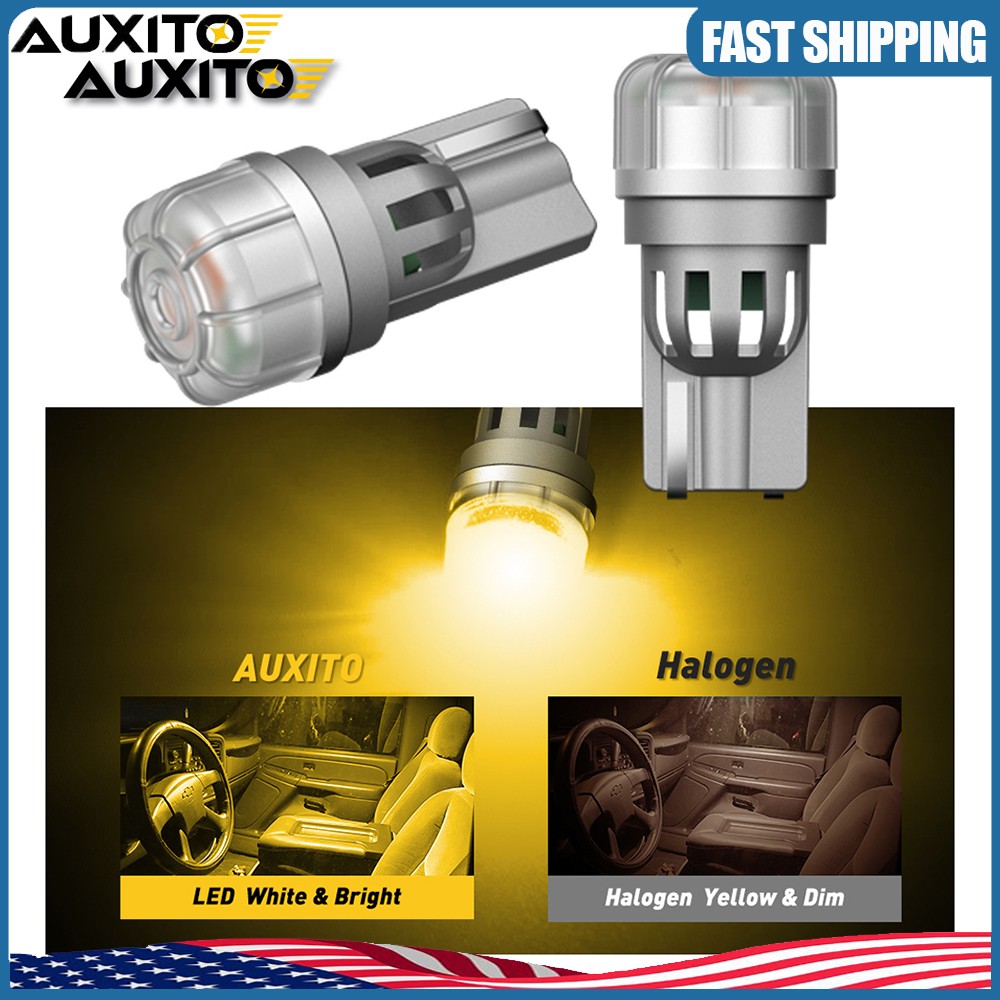 2PCS T10 194 168 12SMD LED Interior Light Bulbs Super Bright Canbus 3000K Amber