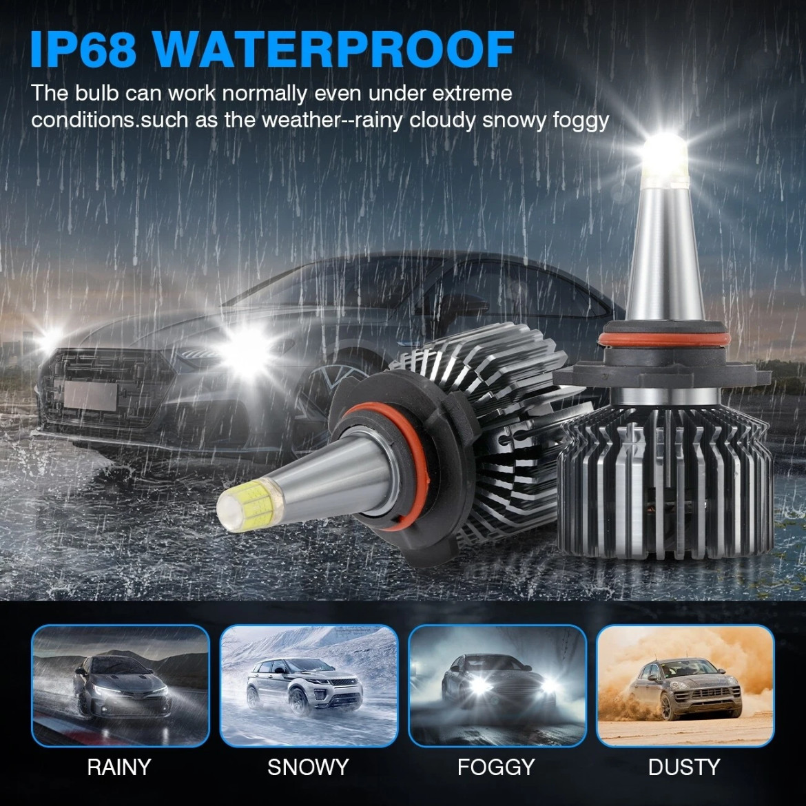 8-sides 9005 HB3 LED Headlight Super Bright White 6500K 3000000LM High/Low Beam
