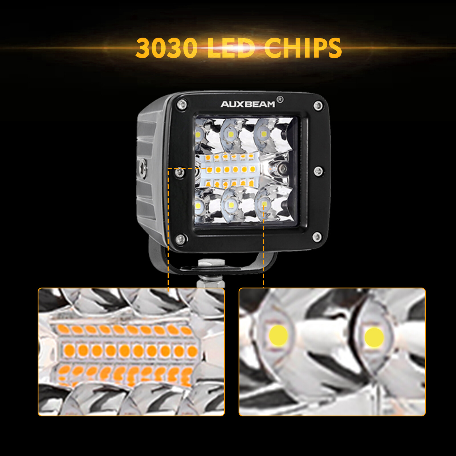 AUXBEAM 4″ 7″ 12″ 20″ 22″ 32″ 42″ 50″ 52″ LED Work Light Bar Amber Strobe Pods
