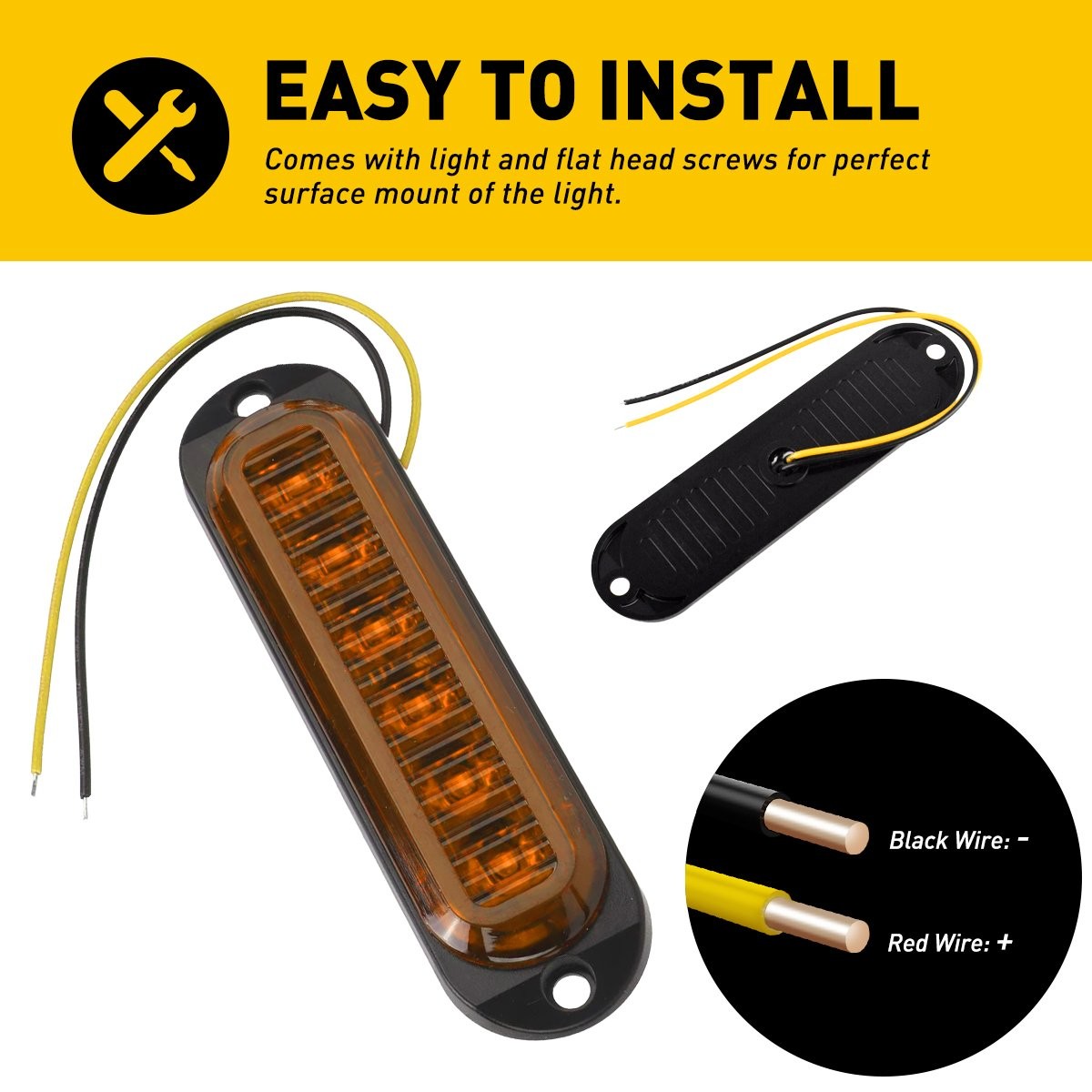 4pcs 6-LED Side Clearance Marker Indicator Light Amber Fit RV Van Truck Trailer