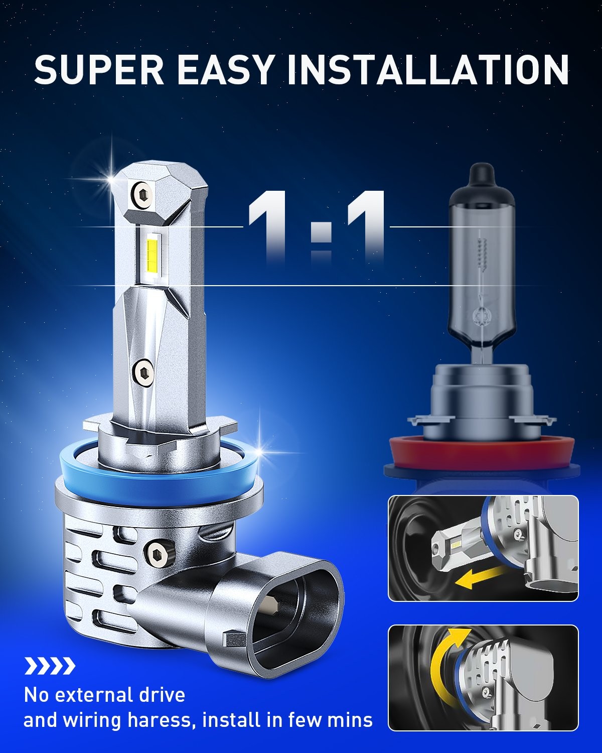CANBUS 9005 H11 Combo LED Headlight Bulbs 80000LM 6500K White High Low Beam SF