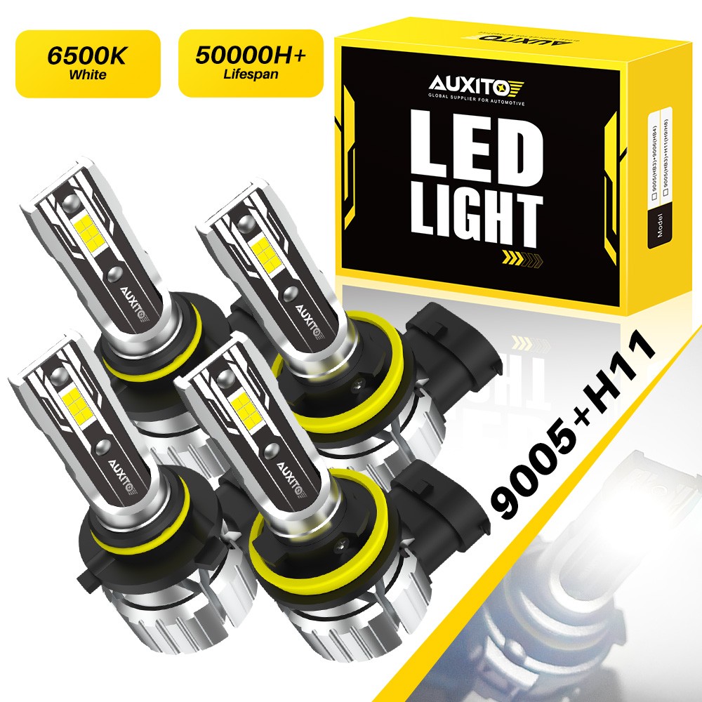 Auxito 4x H11/H8 9005/HB3 LED Headlights Bulbs Combo 48000LM Kits 800% Brighter