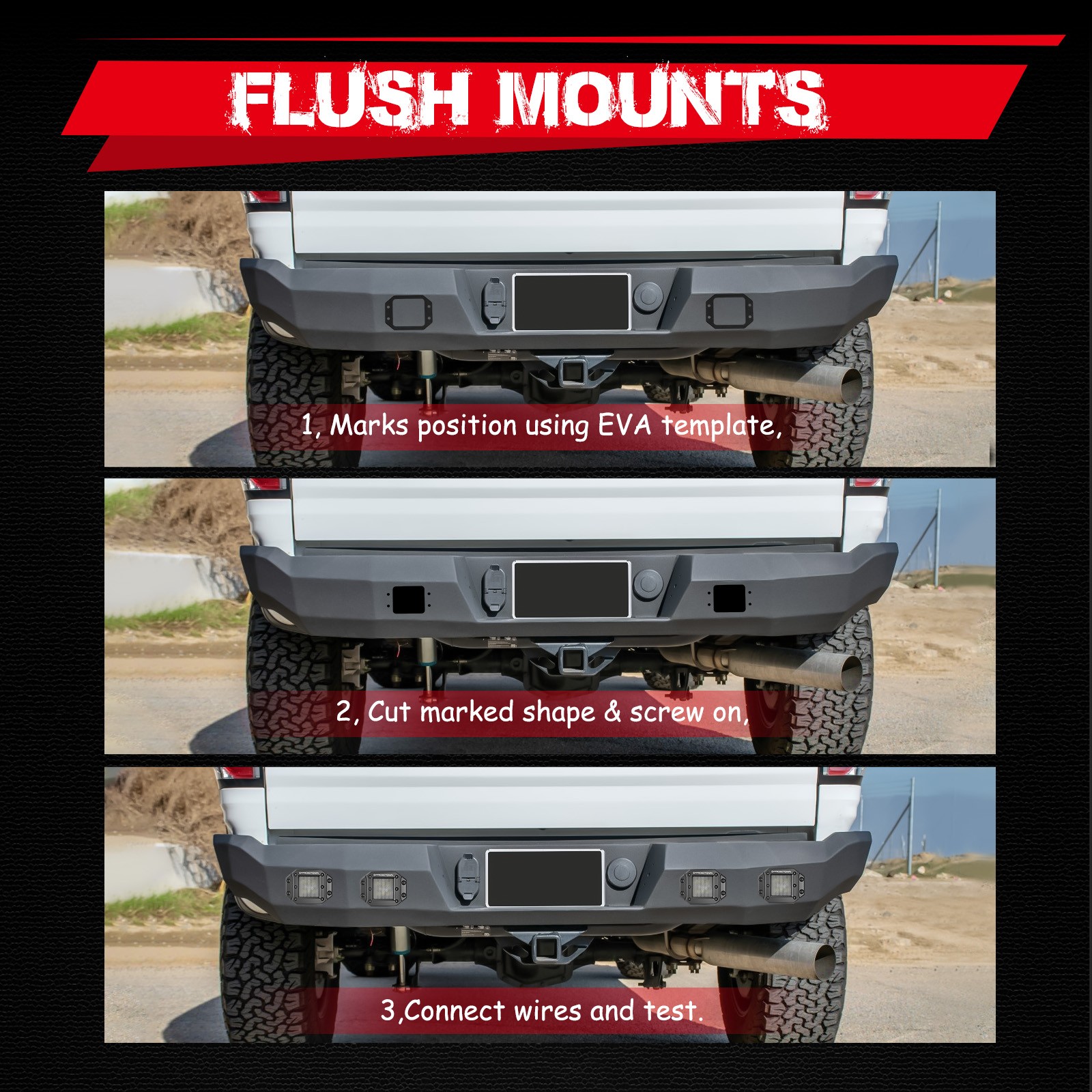 2x 5″ 120W Flush Mount Cree LED Pods Work Light Bar Driving Reverse Off Road 4WD