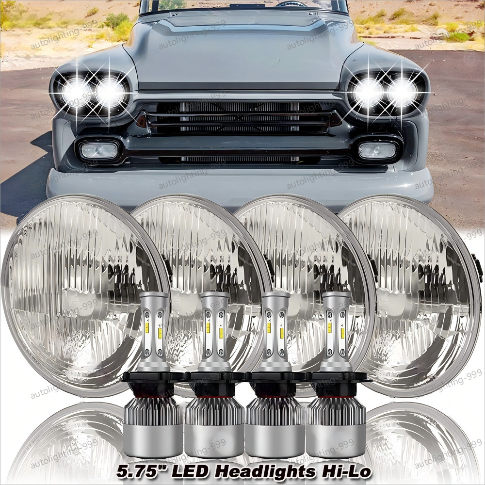 4pcs 5 3/4 5.75 Halo LED Headlights for GMC C15/C1500 C25/C2500 C35/C3500 Pickup