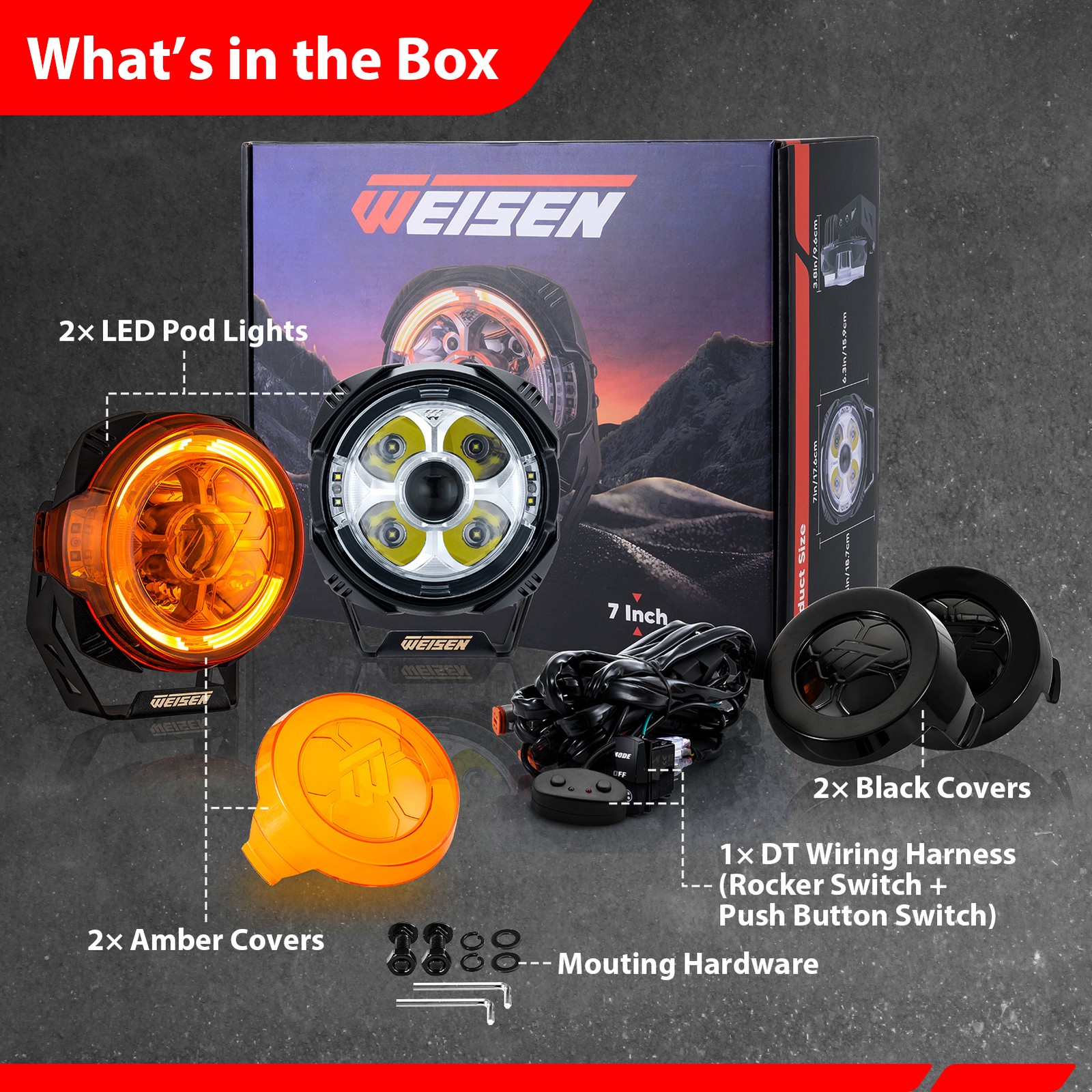 3.5/5“/7″ Round LED Driving Work Lights Ditch Spot Flood Pods Head Lamp & Cover