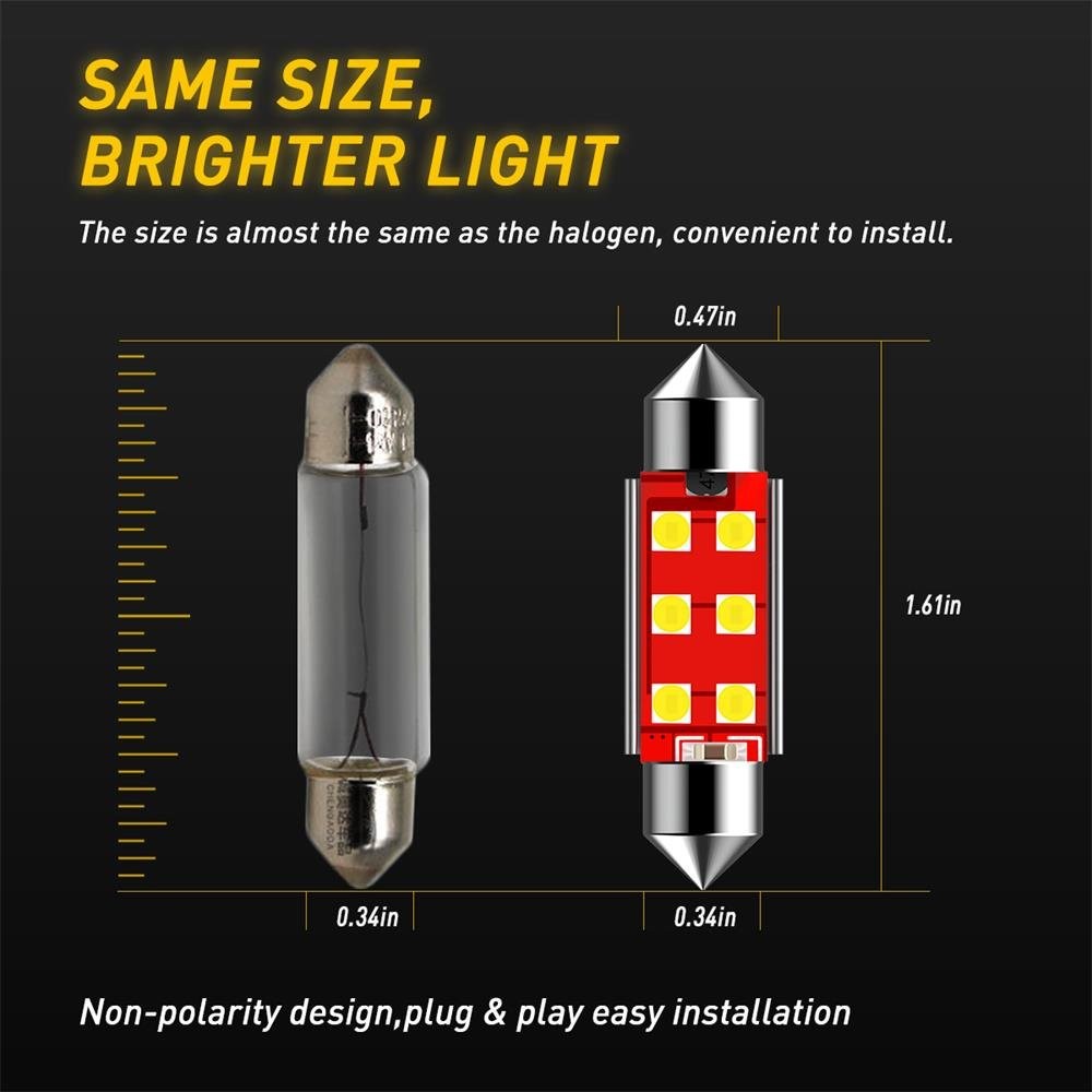 White Super Bright Canbus Error Free 578 Festoon LED Bulb 41mm LED Bulb 4-20x