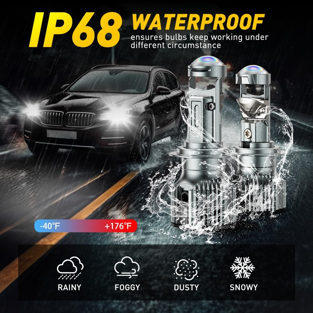 2-20PCS H7 LED Headlight Bulb with HD Fisheye Lens White 6500K High-Low Beam Y19