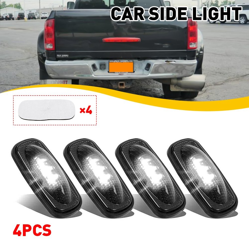 Universal 4X White LED Front Rear Side Marker Light Super Bright Replacement 12V