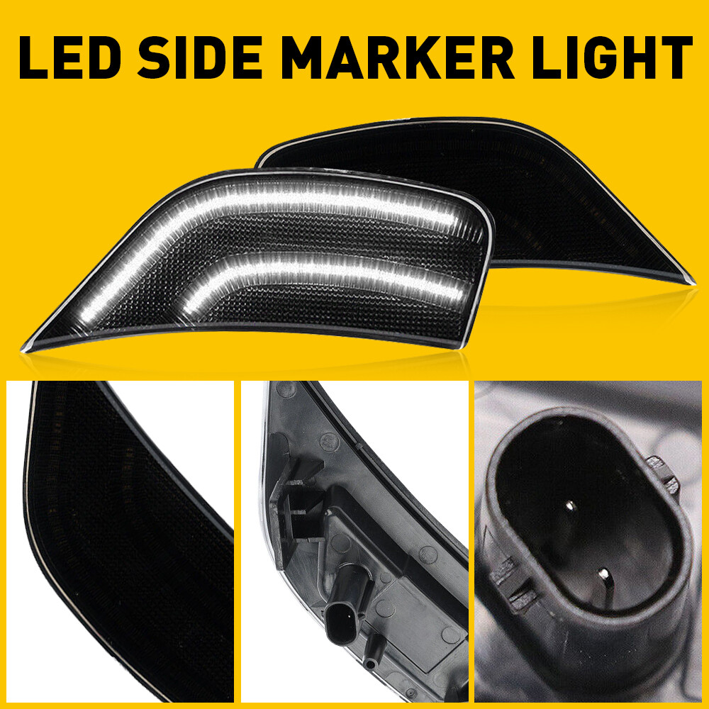 2x Full Front LED Smoke Side White Lights For Escalade Marker 2021-2023 Yukon XL