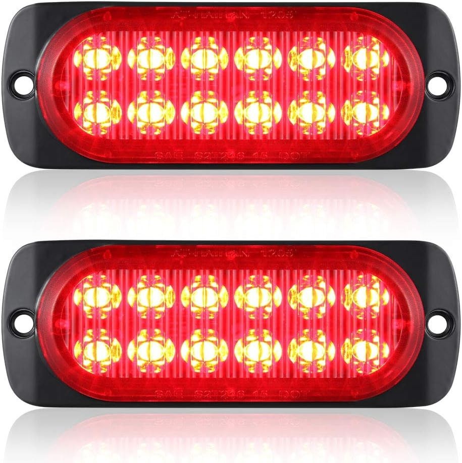 Aluminum Housing Red LED Trailer Lights Pack of 2 Waterproof Surface Mount DOT