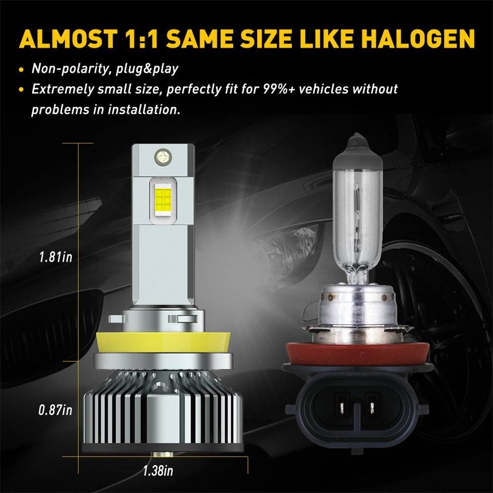 H11 H9 H8 LED Headlight Bulbs Conversion Kit 100W Bright Low Beam 40000LM 2-20X