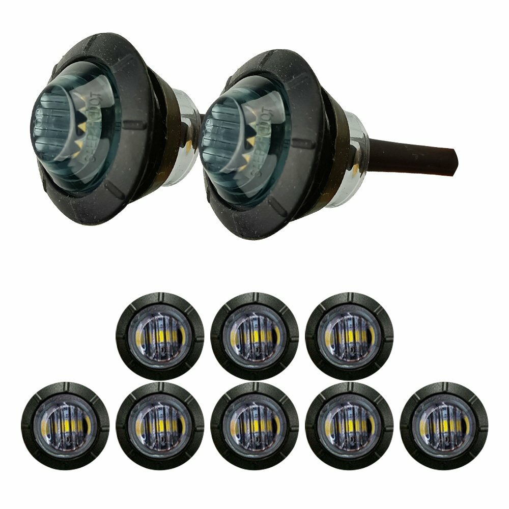White 10X 3/4″ Side Marker Lights LED Truck Trailer Round Side Bullet Light EOE