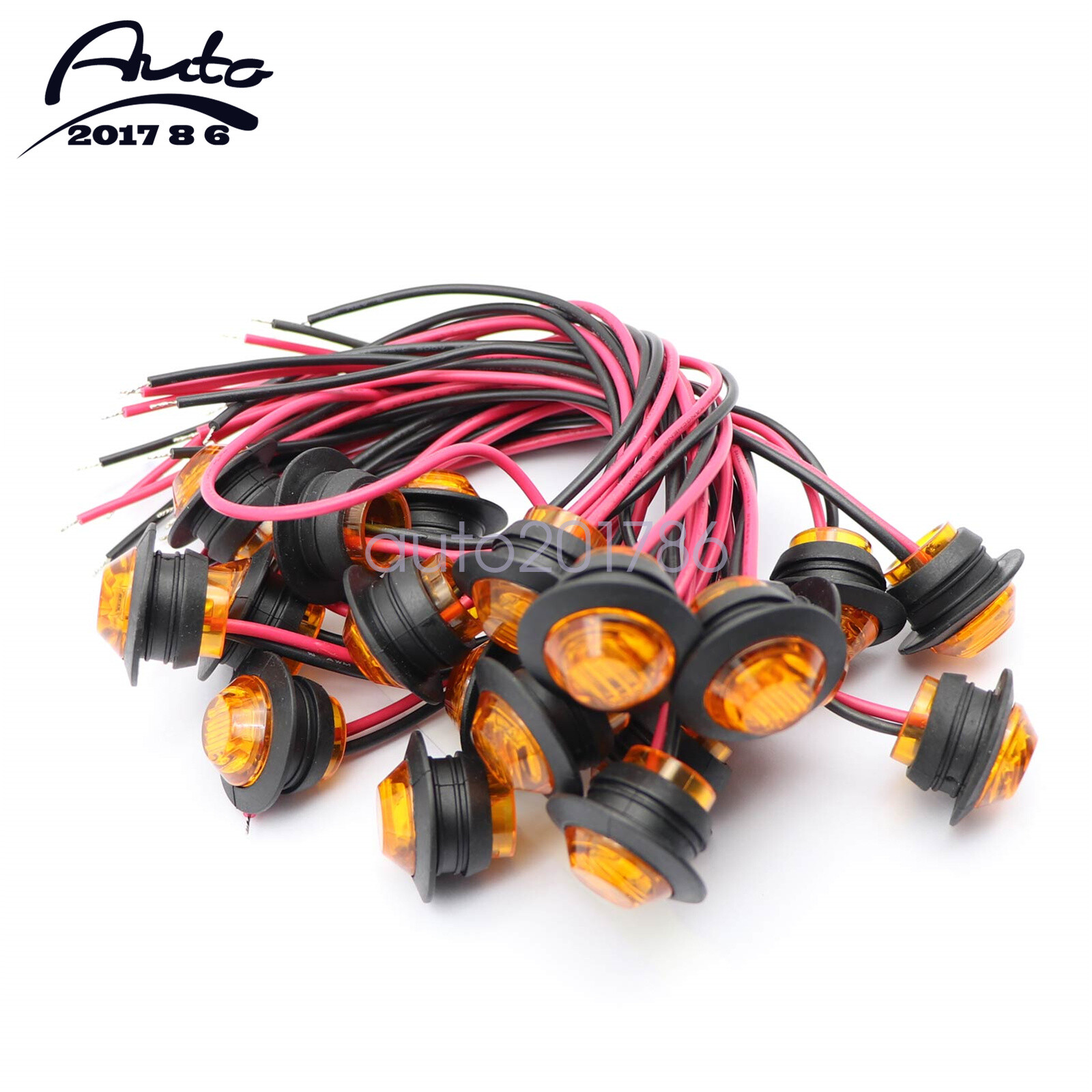 20X Amber 3/4″Round LED Bullet Clearance Side Marker Lights For Truck Trailer