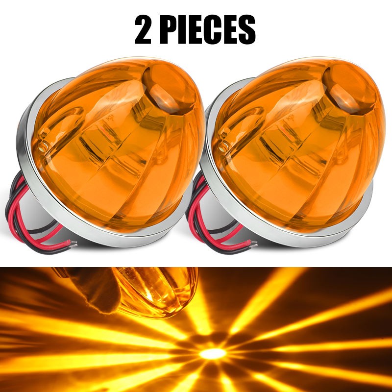 2x LED Watermelon Lights Amber BIG Indicator Truck Trailer RV Side Marker Lamp