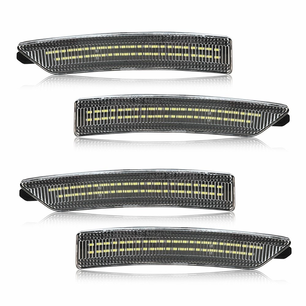 Front&Rear Left+Right Bumper Side Marker Light Lamp White for 24-25 Ford Mustang