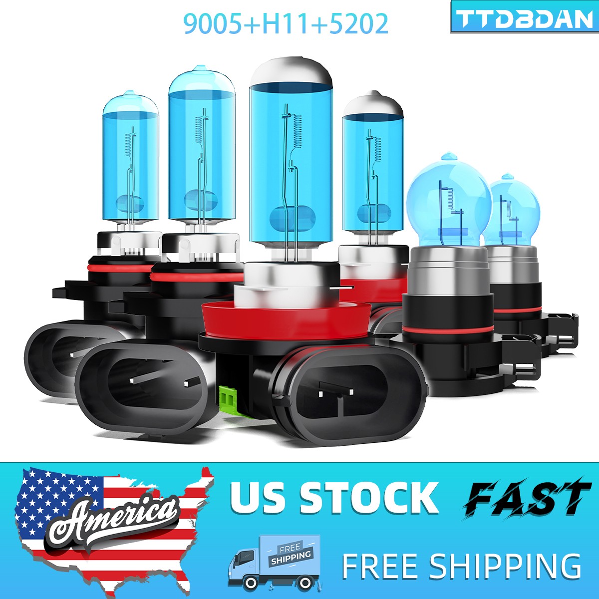 6PCS 9005+H11+5202 High Low Fog Beam Halogen Headlight Bulbs Combo Warm White