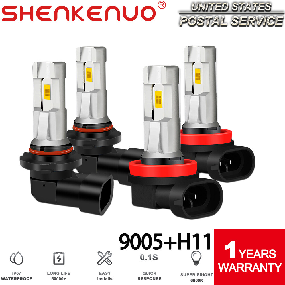 For Subaru Impreza 2008-2010 2011 -4x 9005 H11 LED Headlight Hi/Lo beam Bulbs
