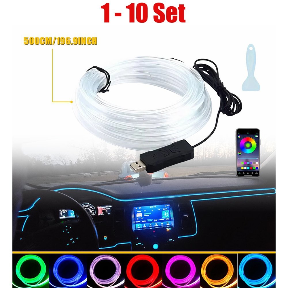 APP Control LED Light Atmosphere Ambient Light Car Inside Accessories 5M 1-10Set