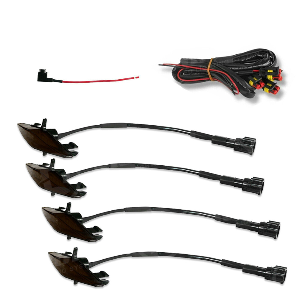 Set 4PCS Smoked Front Grille Led Amber Lights Light For Toyota 4Runner 2014-2019