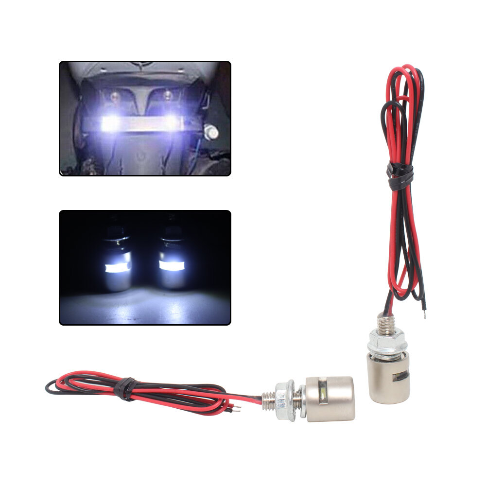 1pair Silver Mini LED License Plate Lights M6 Screw Bolt White Lights Universal
