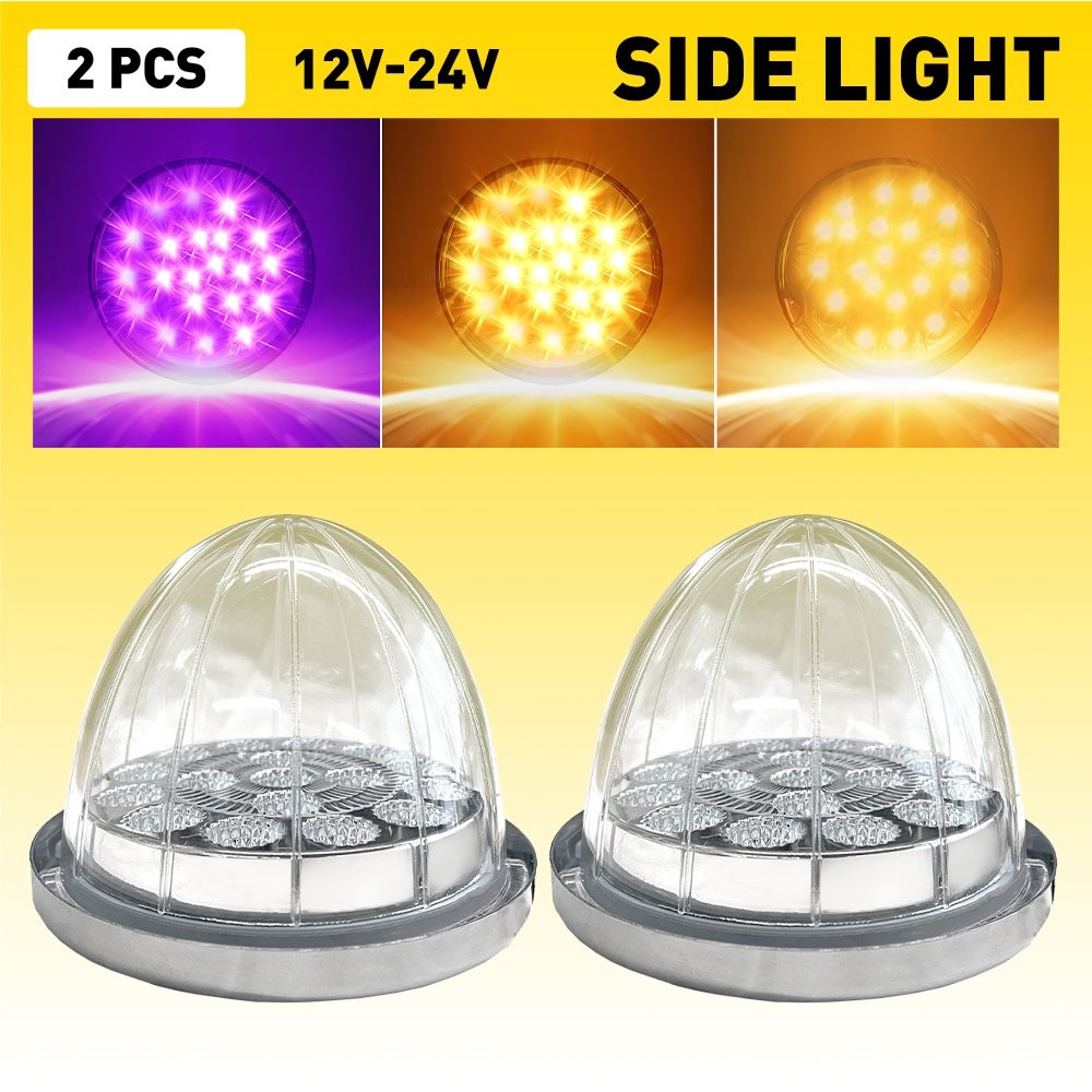 2X Amber Purple 17LED Watermelon Turn Signal Lights For Semi Trailer Heavy Truck