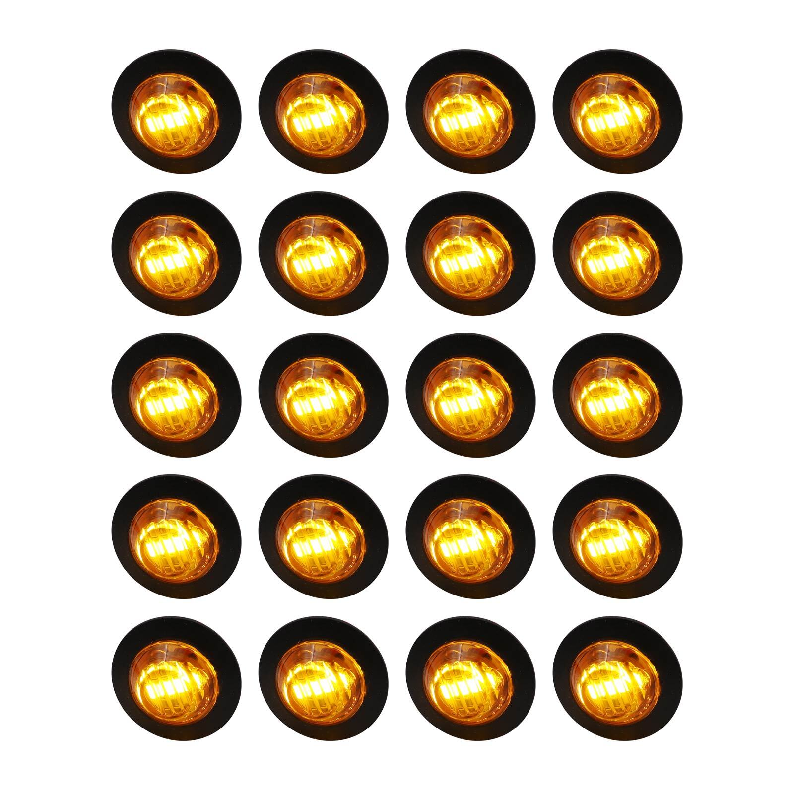 20X Amber 3/4″Round LED Bullet Clearance Side Marker Lights For Truck Trailer