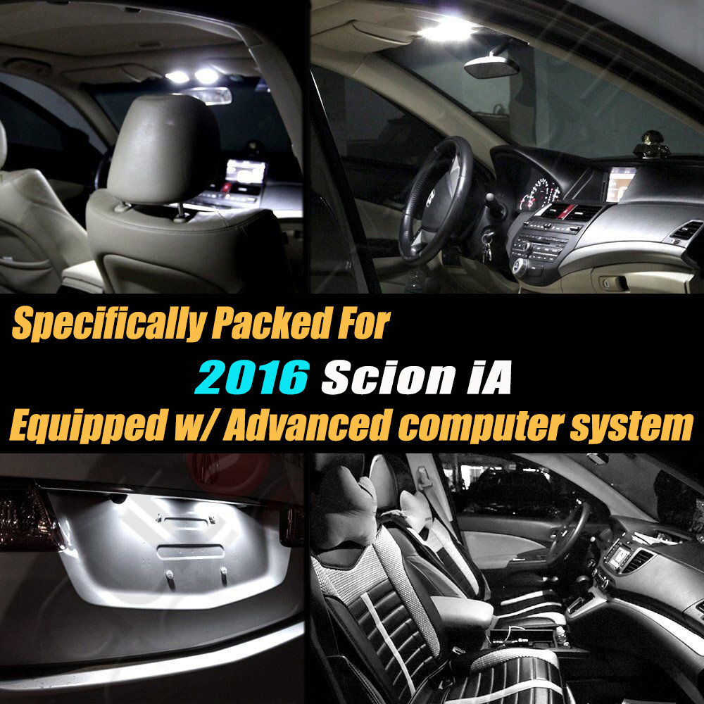 8Pc CANbus Error Free Interior LED White Light Bulb Kit for 2016 Scion iA
