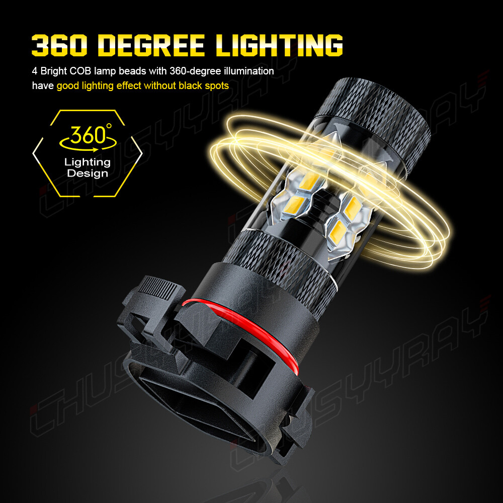 5202 5201 2504 H16 LED Fog Light Bulbs 4500K Gold yellow 16000LM High Power Pair