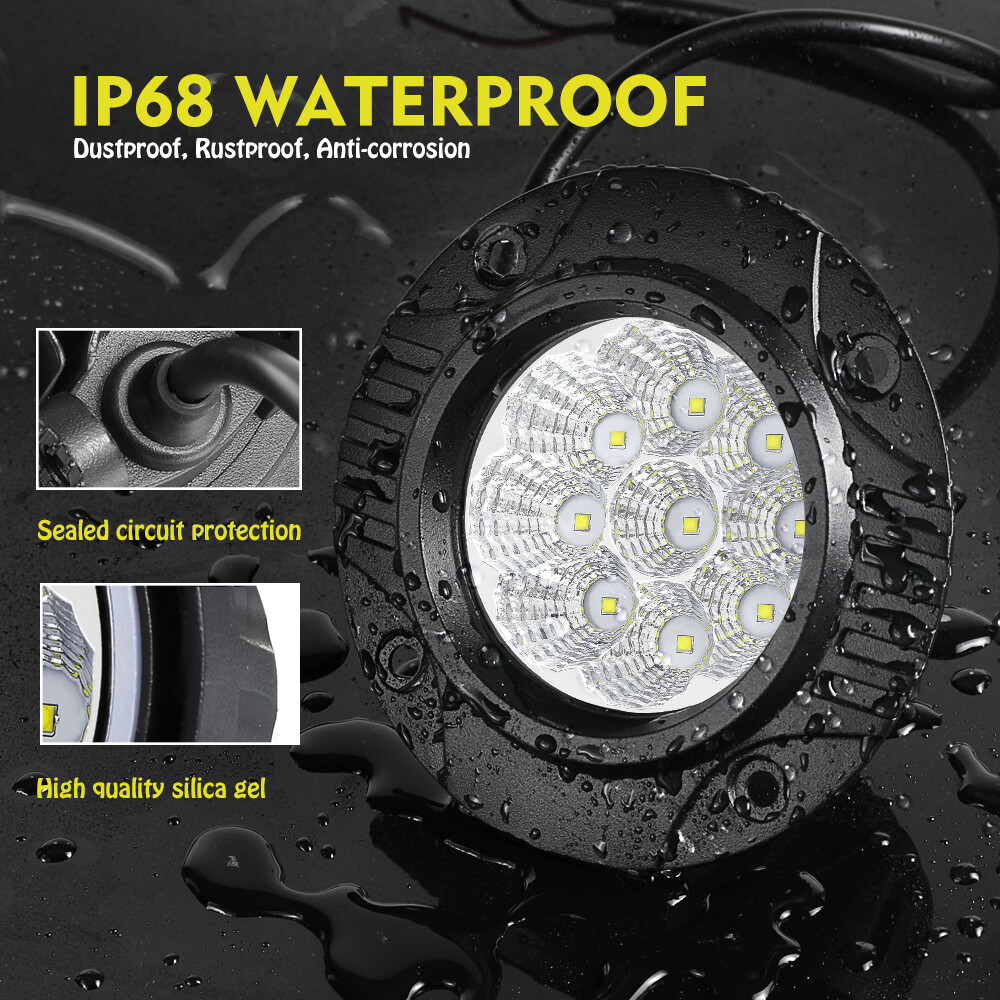 2X 5″ 90W LED Round Driving OffRoad Lights Pods Spot Flush Mount Reverse 4WD 12V